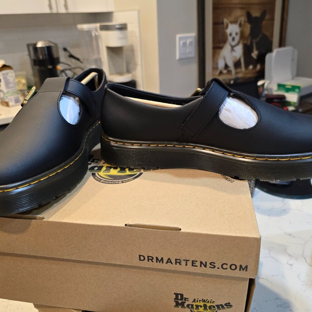 Dr. Martens Zavala Chunky Mary Jane Platform T-Bar Leather Shoes Men's 10 Black - Picture 3 of 10